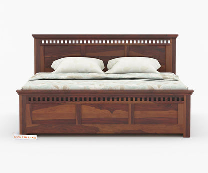 Adi Sheesham Wood Bed with Hydraulic Storage - King Size - Furnishka 