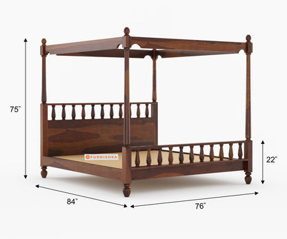 Camila Poster Sheesham Wood King Size Bed without Storage