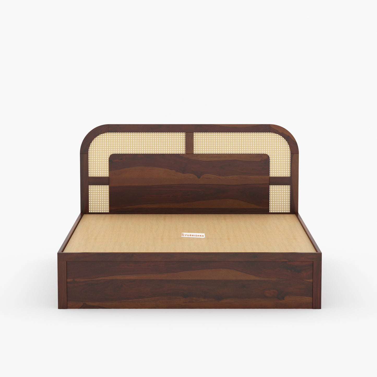 Hester Sheesham Wood Cane Bed With Hydraulic Storage - King Size - Furnishka 