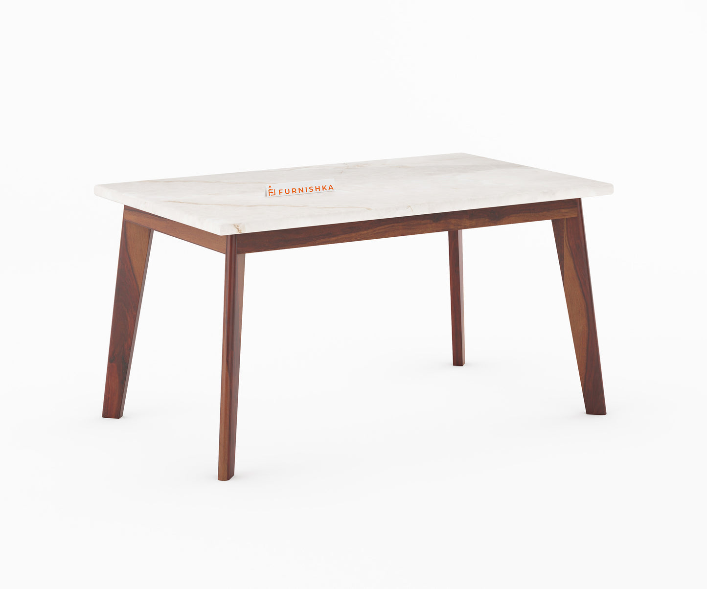 Vedha 6 Seater Indian Marble Top Dining Table with Sheesham Wood Legs