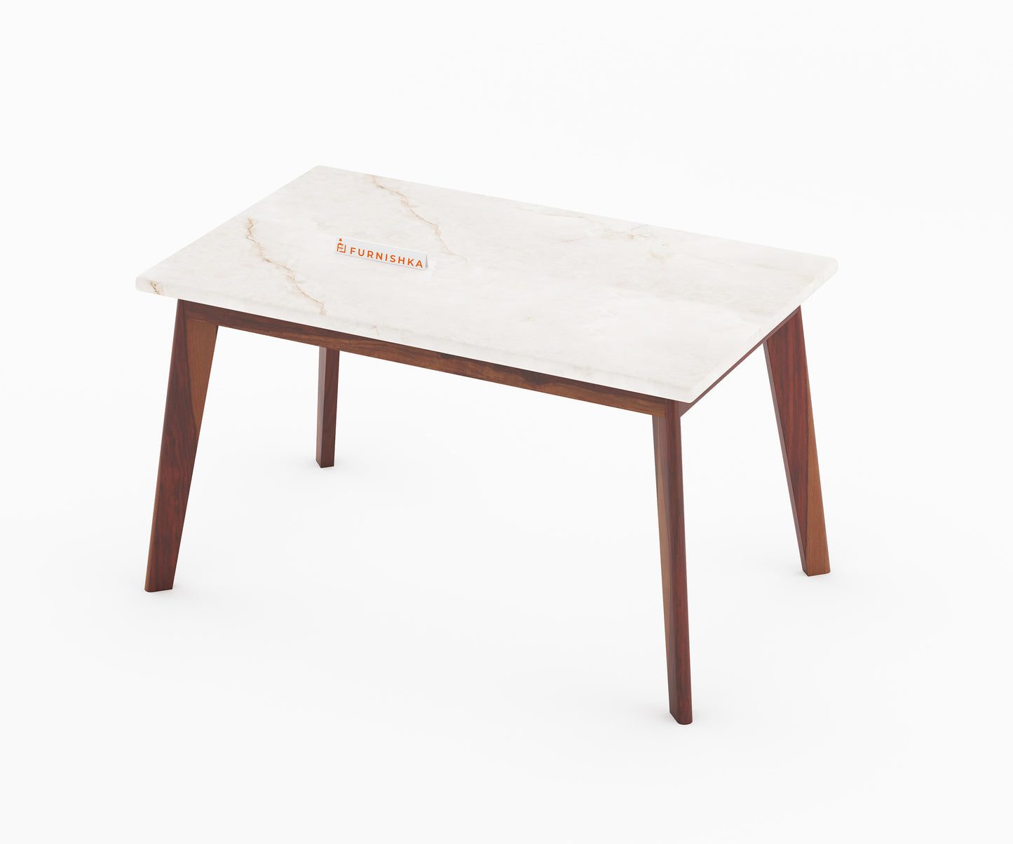 Vedha 6 Seater Indian Marble Top Dining Table with Sheesham Wood Legs