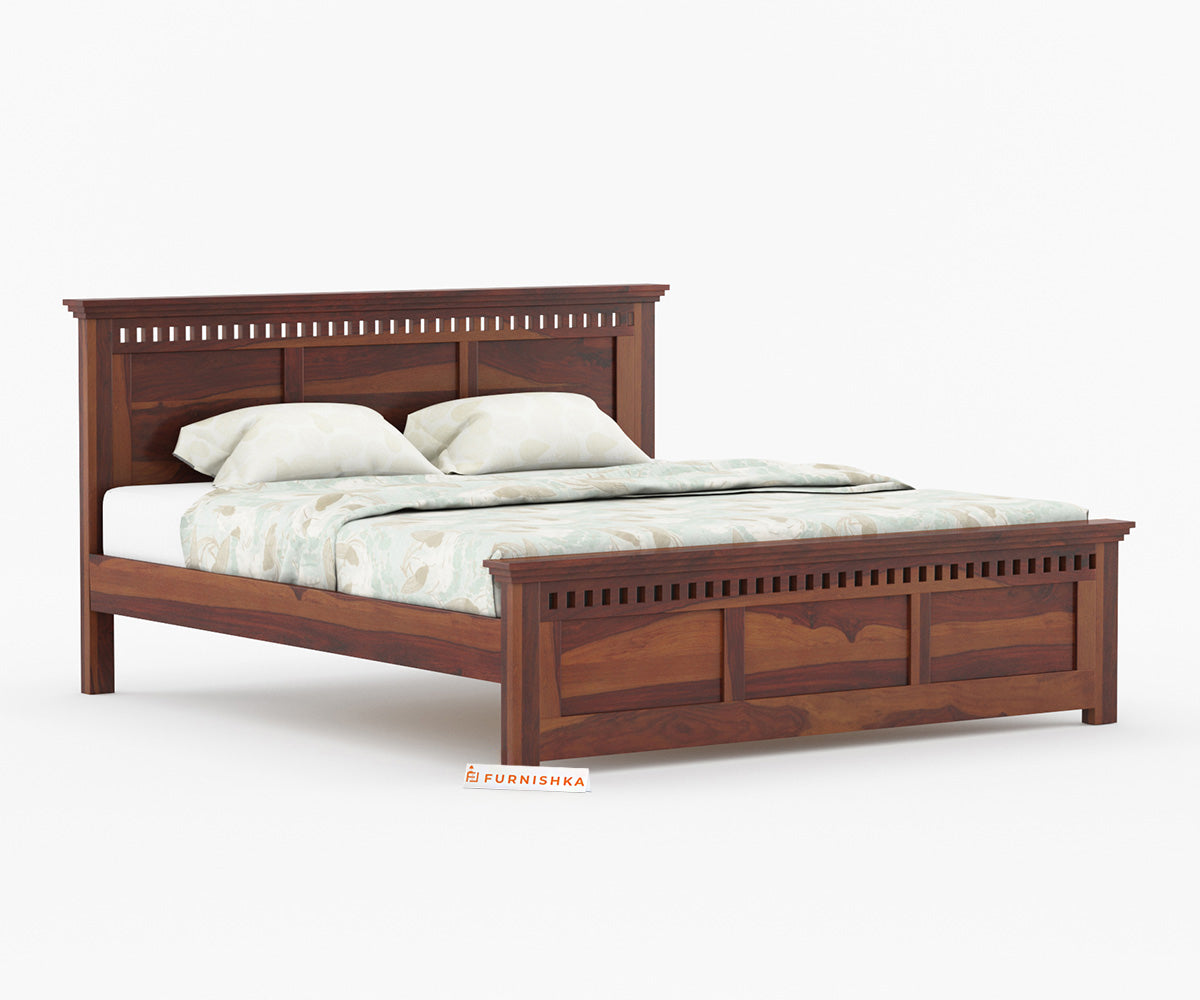 Adi Sheesham Wood Bed with Non Storage - Queen Size - Furnishka 