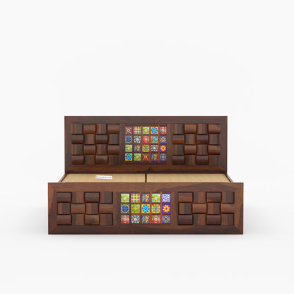 Josy Sheesham Wood Bed Non Storage - Queen Size - Furnishka 