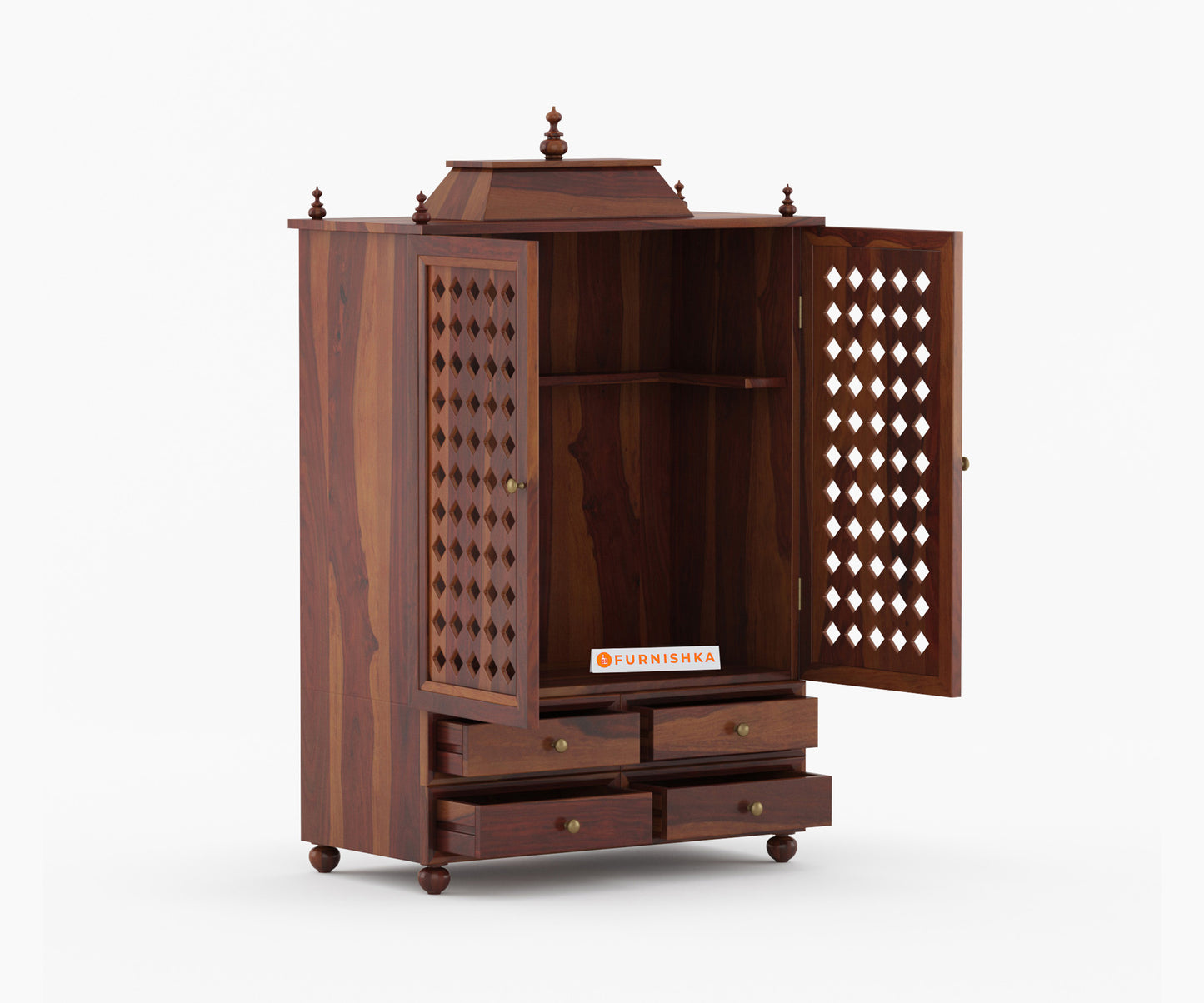 Shree Sheesham Wood Home Temple (Brown Finish)