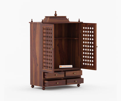 Shree Sheesham Wood Home Temple (Brown Finish)