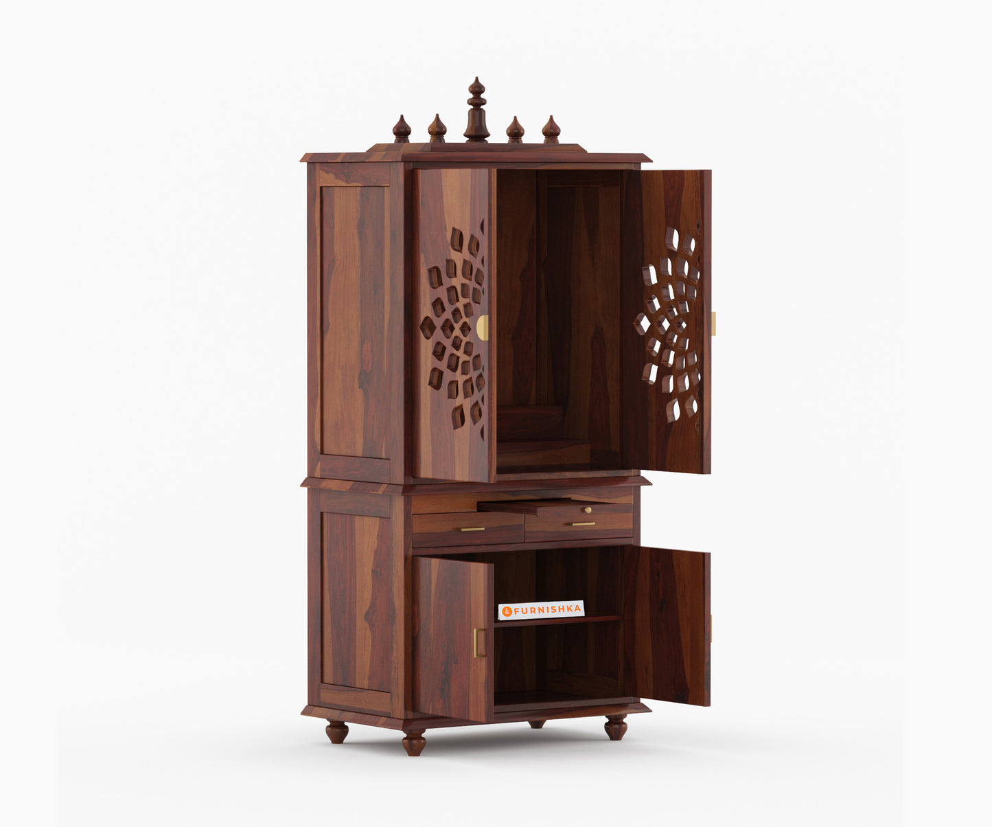 Shakti Sheesham wood Home Temple (Brown Finish)