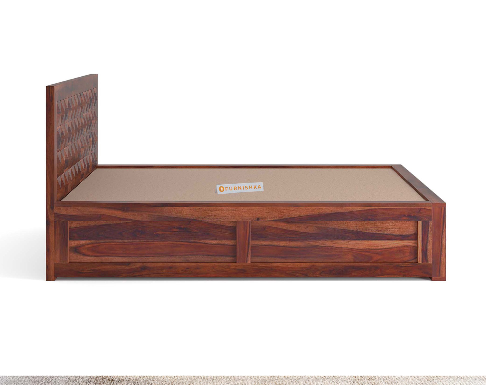 Nisha Queen Size Sheesham Bed - Hydraulic Storage - Furnishka 