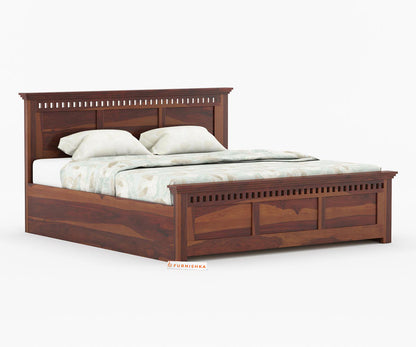 Adi Sheesham Wood Bed with Hydraulic Storage - King Size - Furnishka 