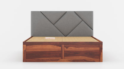 Agatha Sheesham Wood bed with Upholstered headboard Box Storage King Size