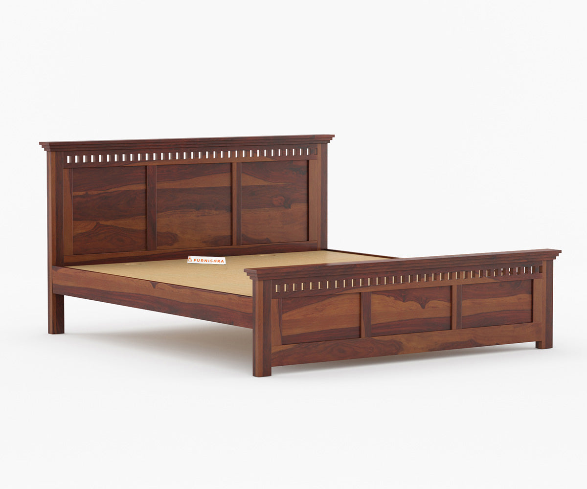 Adi Sheesham Wood Bed with Non Storage - Queen Size - Furnishka 