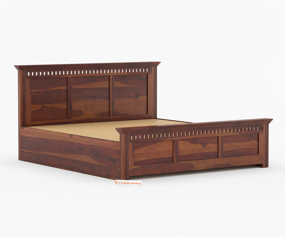 Adi Sheesham Wood Bed with Hydraulic Storage - King Size - Furnishka 