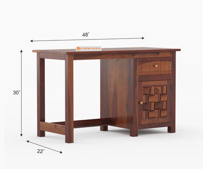 Colton Sheesham Wood Study Table (Brown Finish)