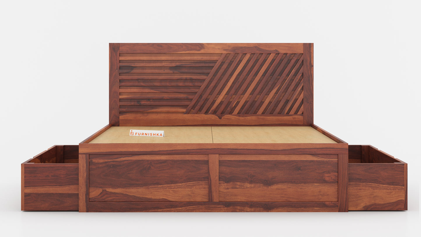 Stella Drawer Bed in Sheesham - Queen Size