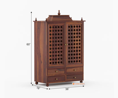 Shree Sheesham Wood Home Temple (Brown Finish)