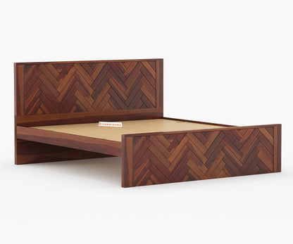 Myra Sheesham Wood Bed Non Storage - Queen Size - Furnishka 