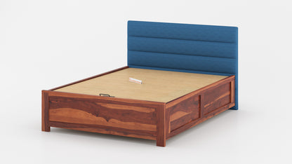 Niva Sheesham Wood bed with Upholstered headboard Hydraulic Storage King Size