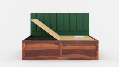 Augustus Sheesham Wood bed with Upholstered headboard Box Storage King Size