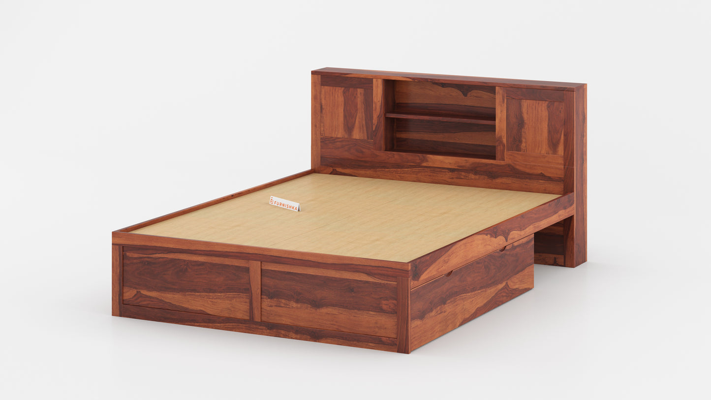 Marida Drawer Bed in Sheesham - Queen Size