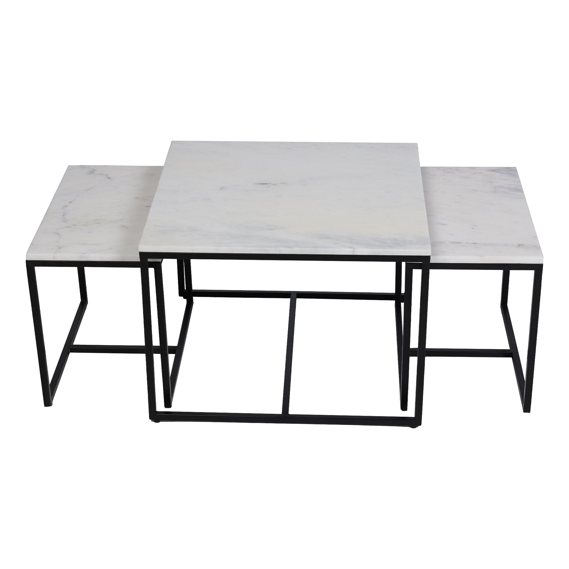 Arina Marble Nesting Coffee Table in Black Finish - Furnishka 