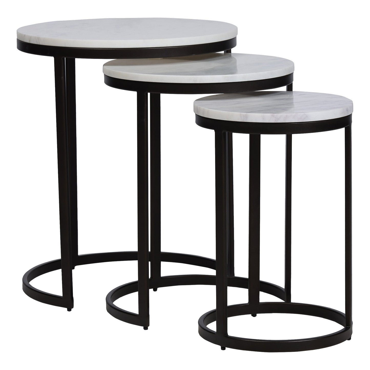 EthnoGlow Sagra Nesting Marble Side Table Set of 3 in Black Finish - Furnishka 