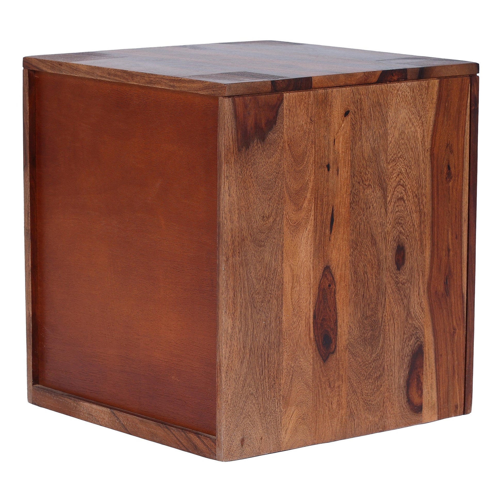 Ansho Sheesham Bedside Table with Double Drawer - Furnishka 