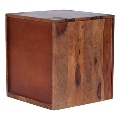 Ansho Sheesham Bedside Table with Double Drawer - Furnishka 