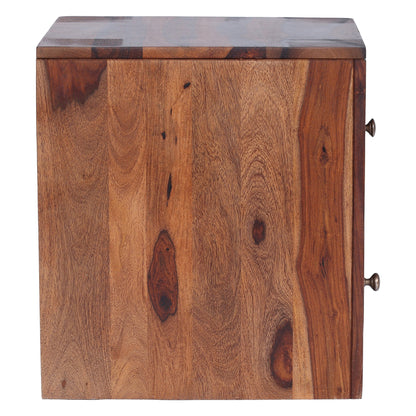 Ansho Sheesham Bedside Table with Double Drawer - Furnishka 