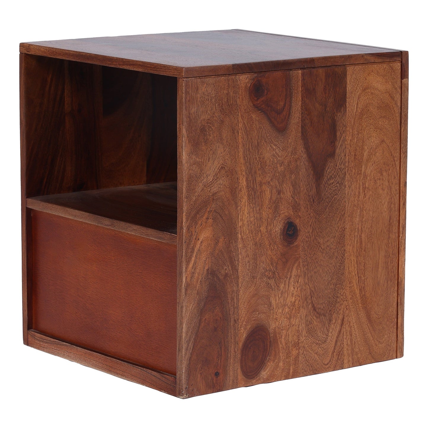 Asiro Sheesham Bedside Table with Single Drawer - Furnishka 