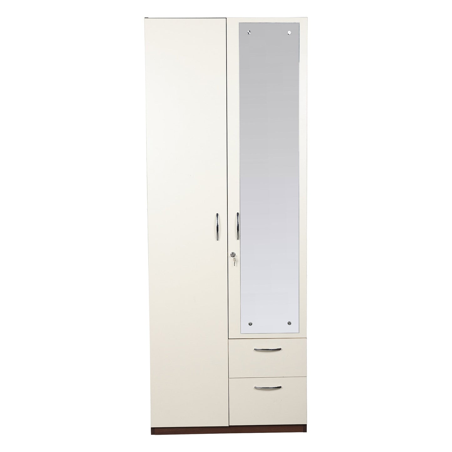 Yashto 2 Door Wardrobe - Cream & Walnut Finish - Furnishka 
