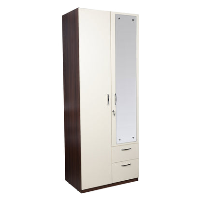 Yashto 2 Door Wardrobe - Cream & Walnut Finish - Furnishka 