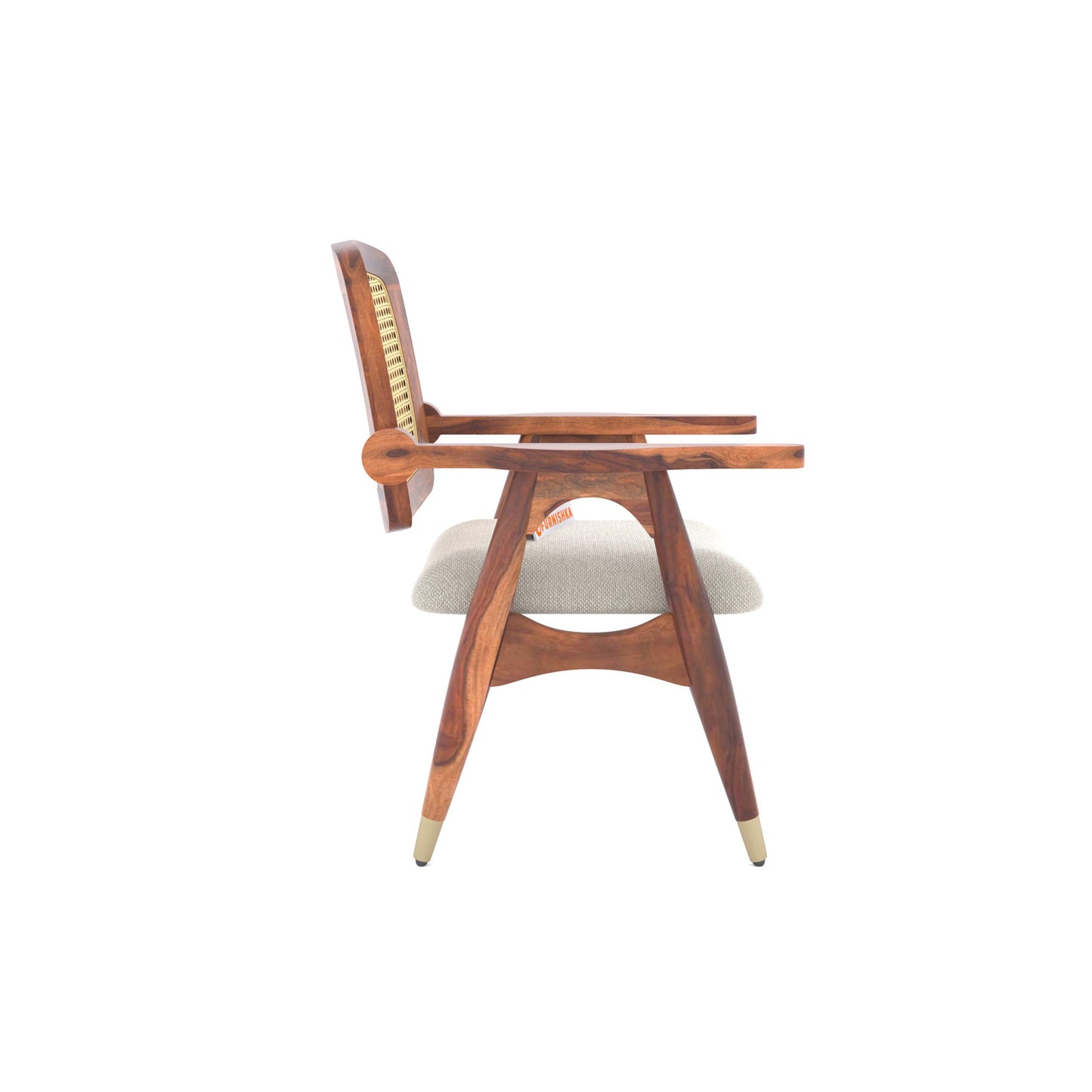 Cane Harmony Riva Sheesham Wood Arm Chair with Cane in Teak Finish - Furnishka 