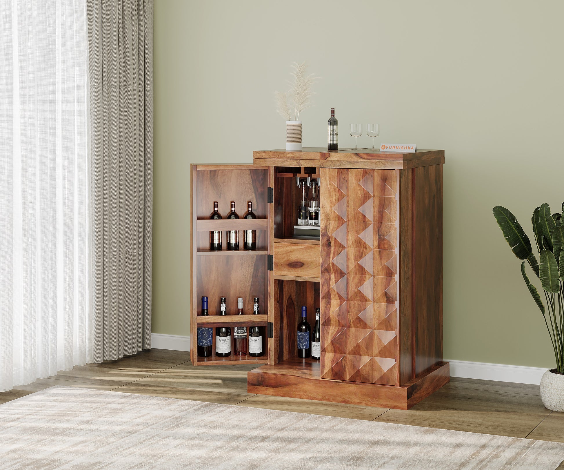 Lima Sheesham Bar Cabinet - Furnishka 