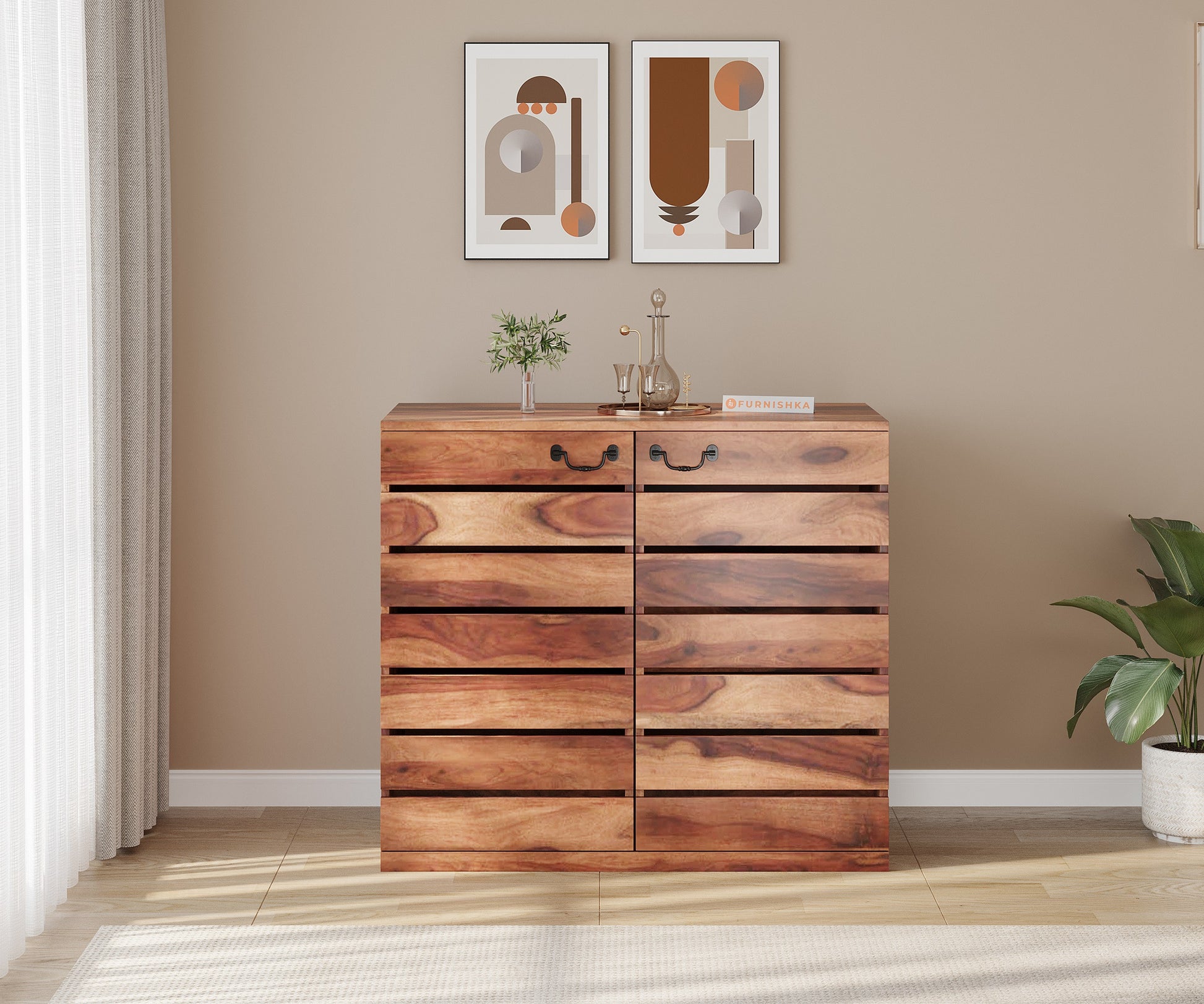 Abril Sheesham Bar Cabinet - Furnishka 