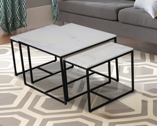 Arina Marble Nesting Coffee Table in Dark Bronze Finish - Furnishka 