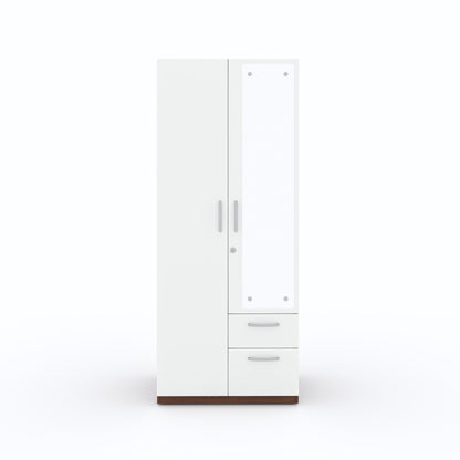 Markon 2 Door Wardrobe with Mirror - White & Walnut Finish - Furnishka 