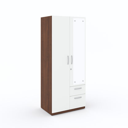 Markon 2 Door Wardrobe with Mirror - White & Walnut Finish - Furnishka 