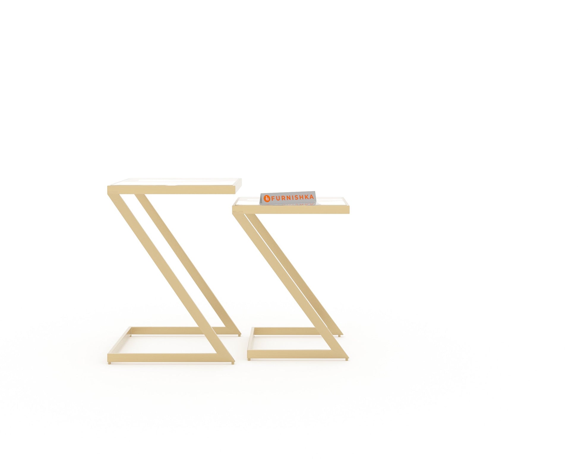 Nowra Glass Nesting Table In Gold Finish (Set Of 2) - Furnishka 