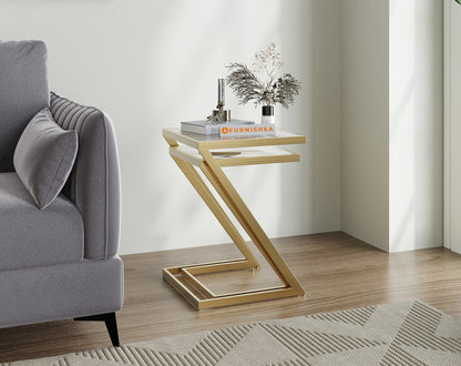 Nowra Glass Nesting Table In Gold Finish (Set Of 2) - Furnishka 