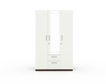 Yashto 3 Door Wardrobe - Cream & Walnut Finish - Furnishka 