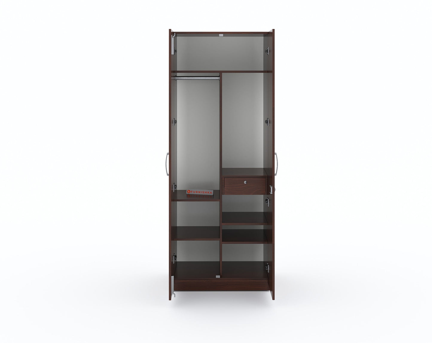 Zeta 2 Door Wardrobe - Walnut Finish - Furnishka 