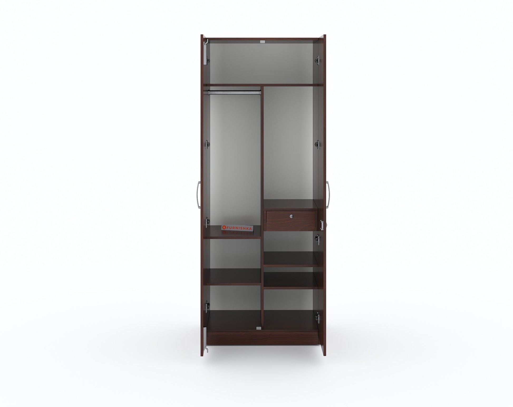 Zeta 2 Door Wardrobe - Walnut Finish - Furnishka 