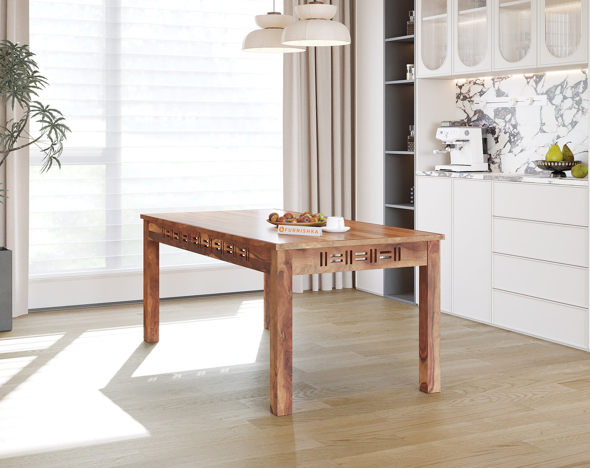 Adiva Sheesham 6 Seater Dining Table - Furnishka 