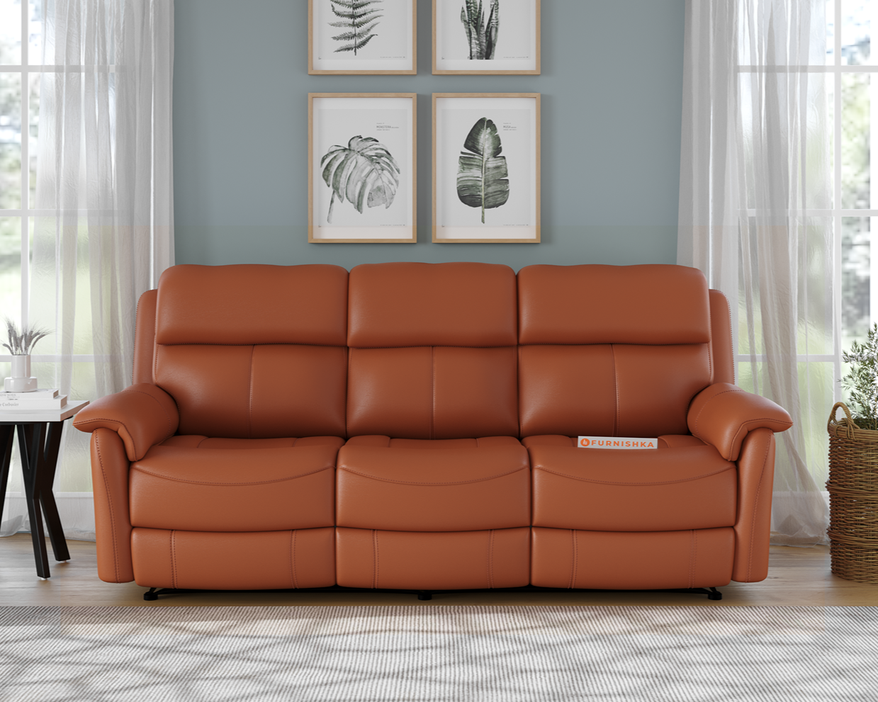 Taurus Leather 3 Seater Recliner - Furnishka 