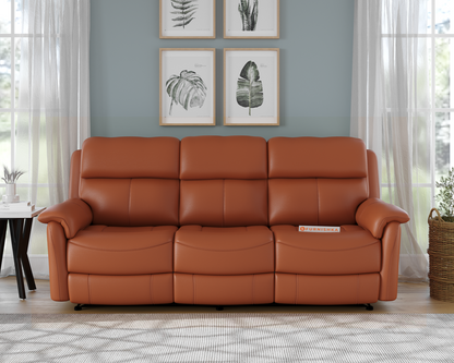 Taurus Leather 3 Seater Recliner - Furnishka 