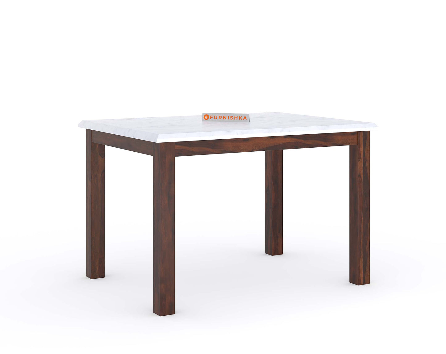 Zhera 4 Seater Indian Marble Top Dining Set with Sheesham wood legs with Adiva Sheesham Dining Chair - Furnishka 