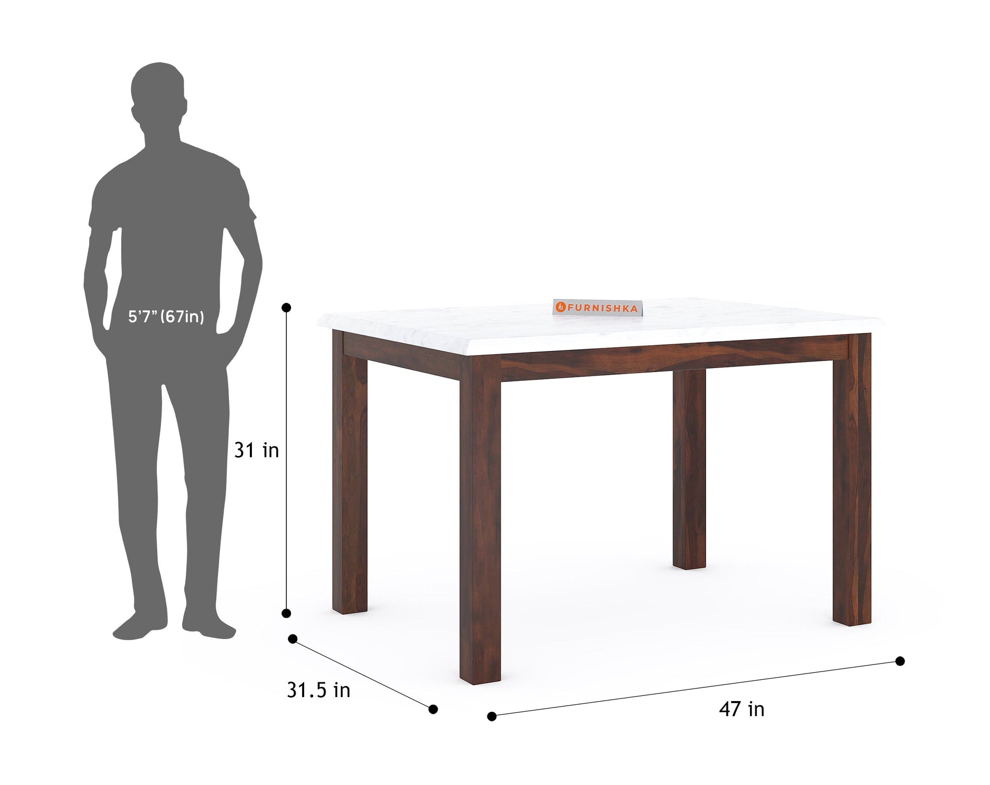 Zhera 4 Seater Indian Marble Top Dining Set with Sheesham wood legs with Adiva Sheesham Dining Chair - Furnishka 