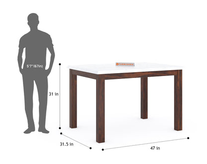 Zhera 4 Seater Indian Marble Top Dining Set with Sheesham wood legs with Adiva Sheesham Dining Chair - Furnishka 