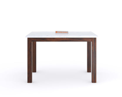 Zhera 4 Seater Indian Marble Top Dining Set with Sheesham wood legs with Adiva Sheesham Dining Chair - Furnishka 