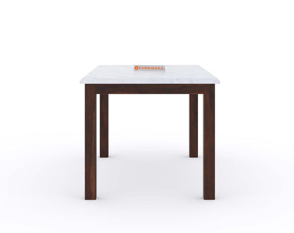 Zhera 6 Seater Indian Marble Top Dining Set with Sheesham wood legs with Adiva Sheesham Dining Chair - Furnishka 