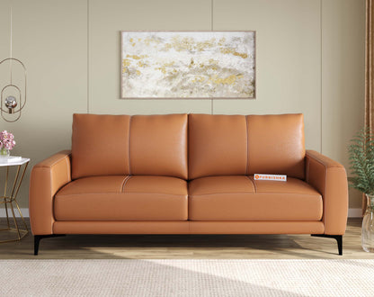 Balvin Leather 3 Seater Sofa - Furnishka 